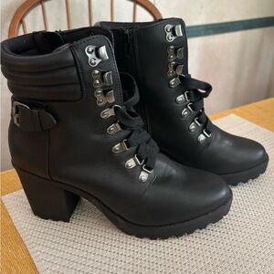 MIA Black Heeled Boots with Silver Accents